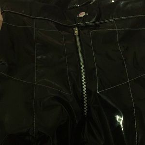 Contrast stitched Black Vinyl Pants